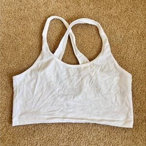 Aritzia TNA White Crossover Cropped Tank Top